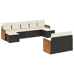 Maison Chic Salon de jardin 9 pcs avec coussins | Ensemble de Table et chaises | Mobilier d'Extérieur noir résine tressée -GKD92448