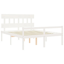 Maison Chic Lit adulte - Cadre Structure de lit avec tête de lit Contemporain blanc King bois massif -MN27925 pas cher