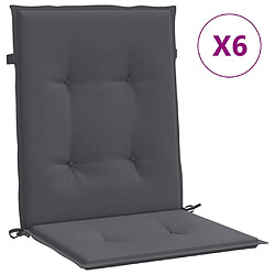 vidaXL Coussins de chaise de jardin à dossier bas lot de 6 anthracite