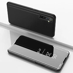 Etui en PU surface miroir avec support et fenêtre de visualisation noir pour votre Realme 6 Pro