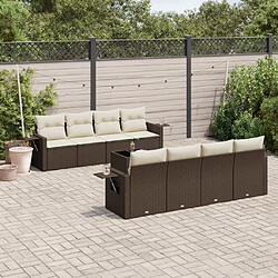 vidaXL Salon de jardin avec coussins 9 pcs marron résine tressée