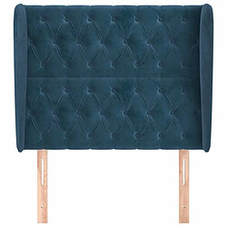 Avis Maison Chic Tête de lit scandinave avec oreilles,meuble de chambre Bleu foncé 93x23x118/128 cm Velours -MN84877