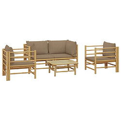 Avis Maison Chic Salon de jardin 5 pcs + coussins - Mobilier/Meubles de jardin - Table et chaises d'extérieur taupe bambou -MN79542