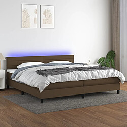 Maison Chic Lit adulte- Lit + matelas + LED,Sommier à lattes de lit matelas et LED Marron foncé 200x200 cm -GKD71479