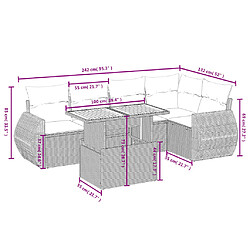 Avis Maison Chic Ensemble Tables et chaises d'extérieur 6pcs avec coussins,Salon de jardin noir résine tressée -GKD434640