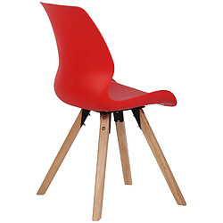 Acheter Decoshop26 Chaise de salle à manger x1 design scandinave en plastique et PVC rouge et pieds en bois carrés clair 10_0002303