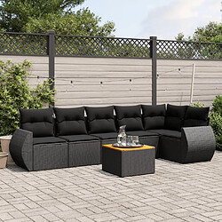 Maison Chic Salon de jardin 7 pcs avec coussins | Ensemble de Table et chaises | Mobilier d'Extérieur noir résine tressée -GKD23717