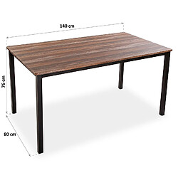 Acheter Versa Table à manger pour Cuisine ou Salle à manger Amaia 140x80x76cm,Bois et Métal, Noir