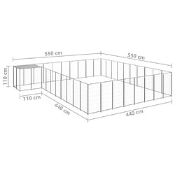 Helloshop26 Chenil extérieur cage enclos parc animaux chien argenté 25,41 m² acier 02_0000260