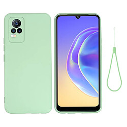 Coque en silicone qualité, antichoc, découpe précise couleur unie avec sangle vert pour votre Vivo V21e 4G/Y73