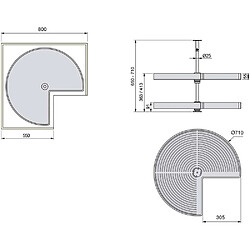 Avis Emuca Plateau tournant 2 niveaux pour module de cuisine Shelvo Pour module de 80 cm