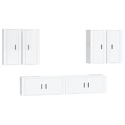 vidaXL Ensemble de meubles TV 6 pcs Blanc brillant Bois d'ingénierie