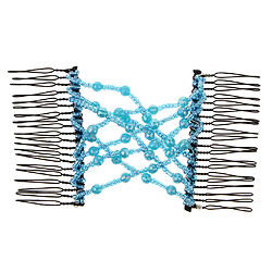 Acheter Double peigne de cheveux Clip perles magiques porte-cheveux extensible Bijoux de cheveux Bleu