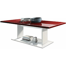 Mpc Table Basse En Blanc Avec Plateau De Dessus En Bordeaux Haute Brillance 40 X 120 X 70