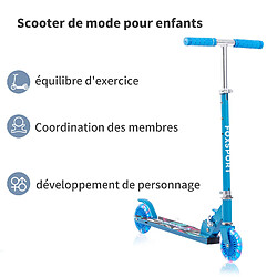 Avis Scooter Pliable et réglable en Hauteur K IKIDO, Kick Scooter pour Enfants et Adolescents,Trottinette Pliable avec 2 Roues Lumineuses, Guidon Ajustable de 3 Niveaux,plateau extra grip en aluminium(Bleu)