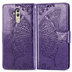 Wewoo Housse Coque Étui en cuir à rabat horizontal Butterfly Love Flowers pour Huawei Mate 20 Liteavec porte-cartes et porte-cartesavec porte-monnaie violet foncé