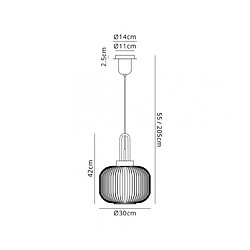 Luminaire Center Suspension design 1 ampoule Cuivre,fumé