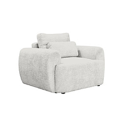 BESTMOBILIER Mahina - Gris clair Fauteuil moderne - Tissu bouclette - Structure bois massif et panneaux de particules - Mousse 25kg/m3 - Pieds plastique