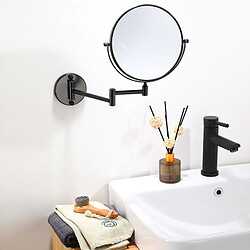 Avis Universal Miroir de toilette monté sur le mur 8 pouces amplificateur miroir latéral espace aluminium miroir de maquillage noir miroir de maquillage cadeau pour madame | Miroir de bain(Le noir)