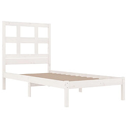 Avis vidaXL Cadre de lit Blanc Bois de pin massif 90x200 cm