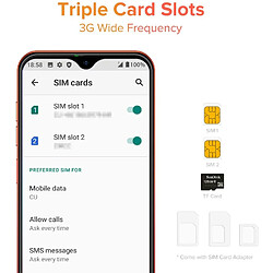 Avis Universal 2021 Note 8, déverrouillage gratuit de la carte SIM du téléphone, 10 Go, 2 Go de RAM, 16 Go de ROM, 128 Go d'extension, 3 disques, ID facial, GPS, Bluetooth, SOS - Noir