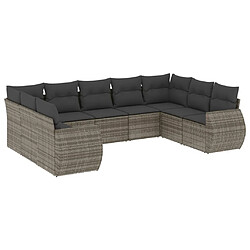 Maison Chic Salon de jardin 9 pcs avec coussins | Ensemble de Table et chaises | Mobilier d'Extérieur gris résine tressée -GKD38292