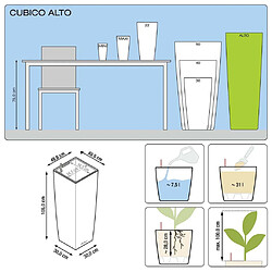 LECHUZA Jardinière Cubico Alto 40 ALL-IN-ONE Blanc brillant 18230 pas cher