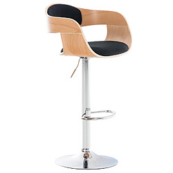 Decoshop26 Tabouret de bar chaise haute avec repose-pied design moderne bois et tissu noir 10_0000677