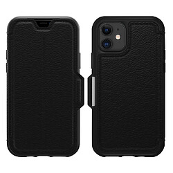 Étui iPhone 11 Cuir Vachette Porte cartes résistant Strada Via Otterbox Noir