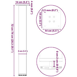 vidaXL Pieds de table basse 4 pcs noir 72-74 cm acier pas cher