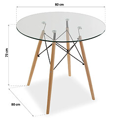 Acheter Versa Table à manger pour Cuisine ou Salle à manger Priya 80x80x73cm,Verre et bois, Marron et transparent