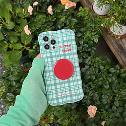 GUPBOO Étui pour iPhone11 Support de coque de téléphone de style japonais et coréen à carreaux verts rétro