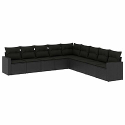 Maison Chic Salon de jardin 9 pcs avec coussins | Ensemble de Table et chaises | Mobilier d'Extérieur noir résine tressée -GKD62417