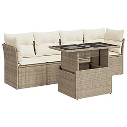 vidaXL Salon de jardin avec coussins 5 pcs beige résine tressée