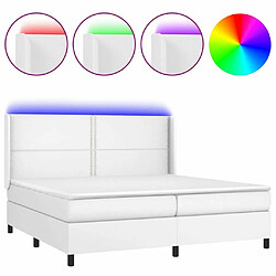 Sommier à lattes et matelas LED,Cadre à lattes de lit pour Adulte Blanc 200x200 cm Similicuir -MN25055