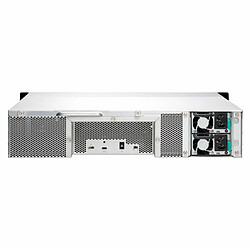 QNAP 12-bay 2U rackmount USB-C 3.1 Gen2 10Gbps JBOD expansion unit, redundant PSU, with a 1-meter USB-C to USB-A 3.1 Gen2 cable.