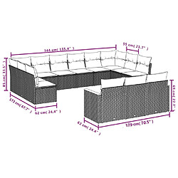 Avis vidaXL Salon de jardin avec coussins 13 pcs noir résine tressée