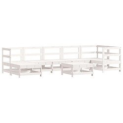 Avis Maison Chic Salon de jardin 8 pcs + coussins - Mobilier/Meubles de jardin - Table et chaises d'extérieur blanc bois massif -MN45858