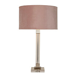 Searchlight Lampe de table, cristal, nickel satiné, velours rose