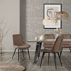 ML-Design Lot de 8 Chaises de Salle à Manger, Marron, Assise en Simili avec Pieds Métalliques Noirs