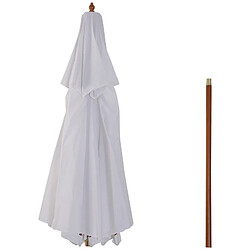 Outsunny Parasol en bois peuplier droit 2 toit polyester 180 g/m² dia. 2,7 x 2,6H m blanc pas cher