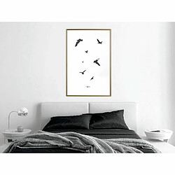 Paris Prix Affiche Murale Encadrée Birds 40 x 60 cm Or