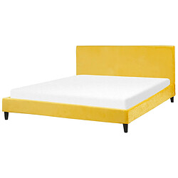 Beliani Lit double en velours jaune 180 x 200 cm FITOU