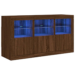 Maison Chic Commode Buffet - Meuble de rangement avec lumières LED chêne marron 123x37x67 cm -GKD30751