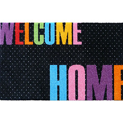 Tapis anti-poussière ""Happy home"" en polyamide multicolore - Dim : 40 x 60 cm- PEGANE -