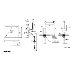 Acheter Auralum MAX 1 Bac Évier Cuisine en Granit,55*45*20cm,Kit de Vidage, Noir + Robinet de Cuisine Inox Extractible Rotatif à 360 °