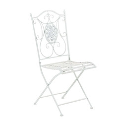 Decoshop26 Lot de 2 chaises de jardin balcon terrasse design rustique pliable en métal blanc 10_0002876