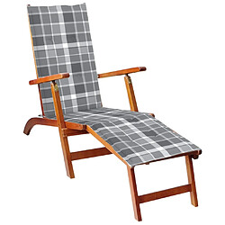 Maison Chic Chaise longue,Chaise de terrasse,Chaise d’extérieur avec repose-pied et coussin Acacia solide -GKD76271