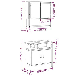 vidaXL Ensemble de meubles de salle de bain 2 pcs Sonoma gris pas cher