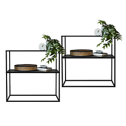 ML DESIGN MODERN LIVING Présentoir à fleurs 80x26x80 cm Noir en métal avec étagère ML-Design